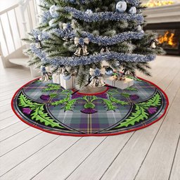 ScotsTee Shop Scottish Porteous Weathered Clan Crest Tartan Christmas Tree Skirt Scottish Thistle Design