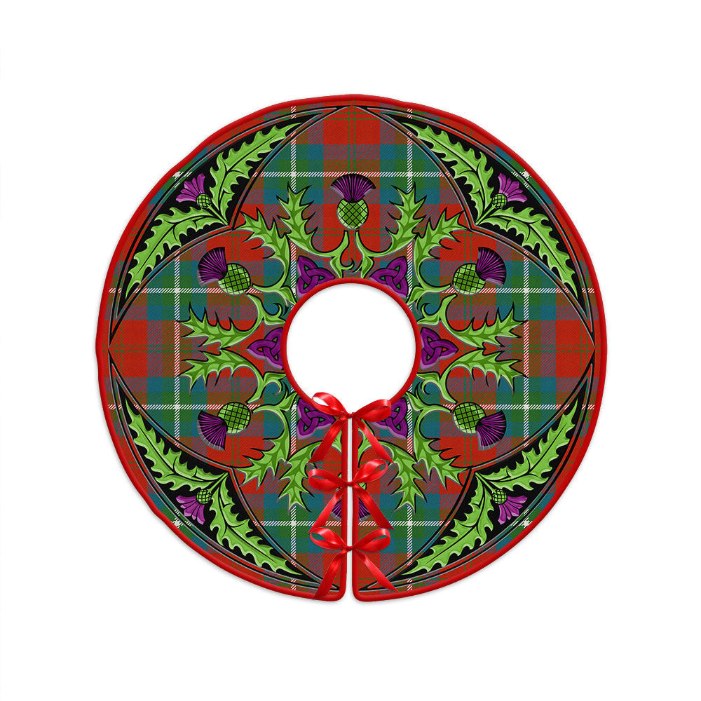 ScotsTee Shop Scottish Ruthven Ancient Clan Crest Tartan Christmas Tree Skirt Scottish Thistle Design