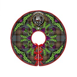 ScotsTee Shop Scottish MacWilliam (Williamson) Weathered Clan Crest Tartan Christmas Tree Skirt Scottish Thistle Design