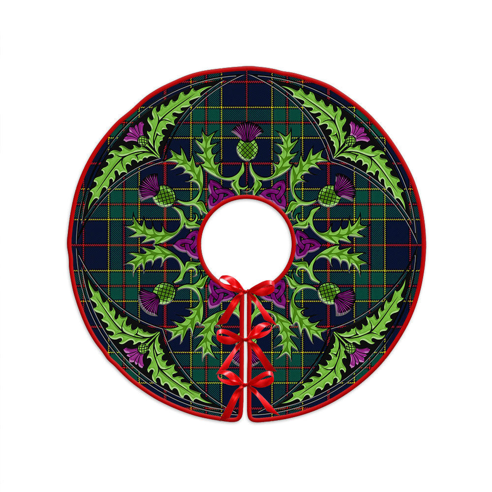 ScotsTee Shop Scottish Strachan Modern Clan Crest Tartan Christmas Tree Skirt Scottish Thistle Design