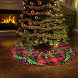 ScotsTee Shop Scottish Nesbitt Modern Clan Crest Tartan Christmas Tree Skirt Scottish Thistle Design