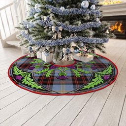 ScotsTee Shop Scottish Rutherford Ancient Clan Crest Tartan Christmas Tree Skirt Scottish Thistle Design