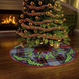 ScotsTee Shop Scottish Rutherford Ancient Clan Crest Tartan Christmas Tree Skirt Scottish Thistle Design