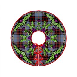 ScotsTee Shop Scottish Rutherford Ancient Clan Crest Tartan Christmas Tree Skirt Scottish Thistle Design