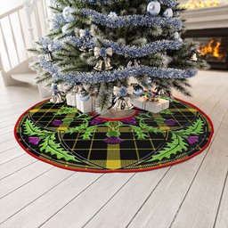 ScotsTee Shop Scottish Raeburn Modern Clan Crest Tartan Christmas Tree Skirt Scottish Thistle Design