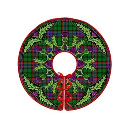 ScotsTee Shop Scottish McGeachie Clan Crest Tartan Christmas Tree Skirt Scottish Thistle Design