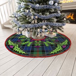 ScotsTee Shop Scottish Paterson Modern Clan Crest Tartan Christmas Tree Skirt Scottish Thistle Design