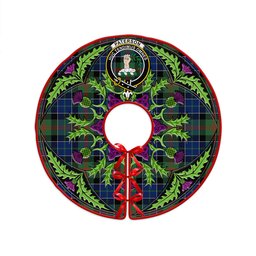 ScotsTee Shop Scottish Paterson Modern Clan Crest Tartan Christmas Tree Skirt Scottish Thistle Design