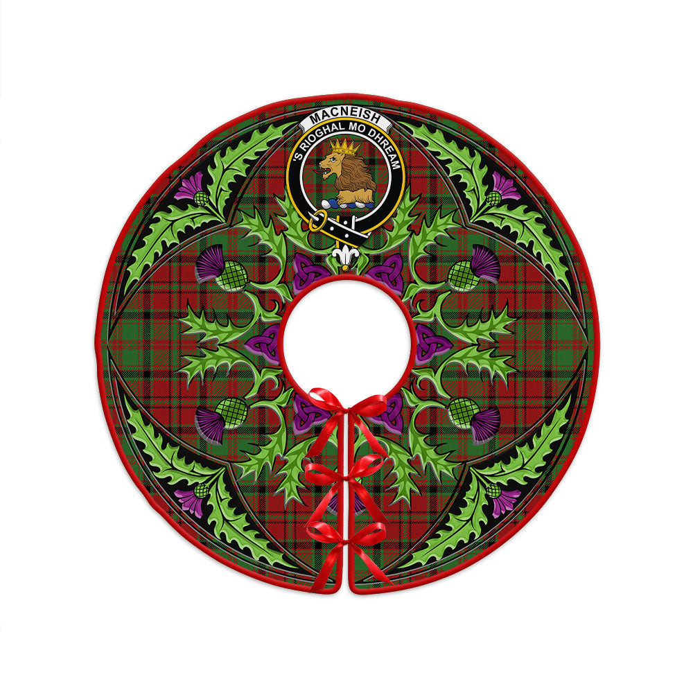 ScotsTee Shop Scottish MacNeish Modern Clan Crest Tartan Christmas Tree Skirt Scottish Thistle Design