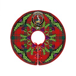 ScotsTee Shop Scottish MacQuarrie (MacGuarie) Modern Clan Crest Tartan Christmas Tree Skirt Scottish Thistle Design