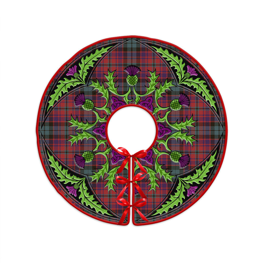 ScotsTee Shop Scottish MacInroy Weathered Clan Crest Tartan Christmas Tree Skirt Scottish Thistle Design