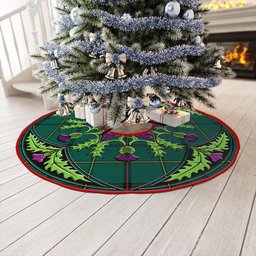ScotsTee Shop Scottish Marr Modern Clan Crest Tartan Christmas Tree Skirt Scottish Thistle Design