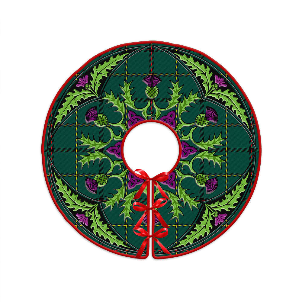 ScotsTee Shop Scottish Marr Modern Clan Crest Tartan Christmas Tree Skirt Scottish Thistle Design