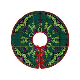 ScotsTee Shop Scottish Marr Modern Clan Crest Tartan Christmas Tree Skirt Scottish Thistle Design