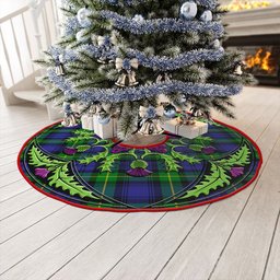 ScotsTee Shop Scottish Meldrum Clan Crest Tartan Christmas Tree Skirt Scottish Thistle Design