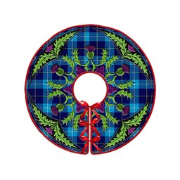 ScotsTee Shop Scottish McKerrell Clan Crest Tartan Christmas Tree Skirt Scottish Thistle Design