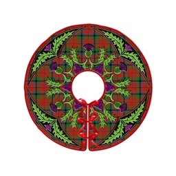 ScotsTee Shop Scottish MacNaughton Ancient Clan Crest Tartan Christmas Tree Skirt Scottish Thistle Design