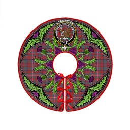 ScotsTee Shop Scottish MacKinnon Weathered Clan Crest Tartan Christmas Tree Skirt Scottish Thistle Design