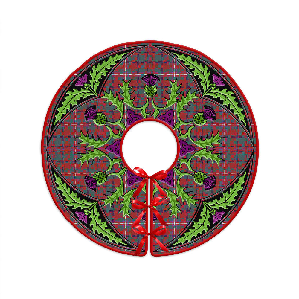 ScotsTee Shop Scottish MacKinnon Weathered Clan Crest Tartan Christmas Tree Skirt Scottish Thistle Design