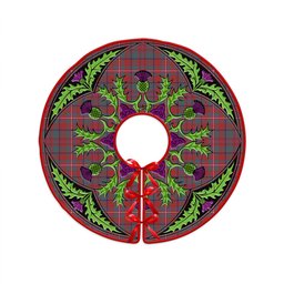 ScotsTee Shop Scottish MacKinnon Weathered Clan Crest Tartan Christmas Tree Skirt Scottish Thistle Design