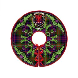 ScotsTee Shop Scottish MacDonnell Clan Crest Tartan Christmas Tree Skirt Scottish Thistle Design