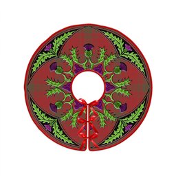 ScotsTee Shop Scottish MacQuarrie (MacGuarie) Weathered Clan Crest Tartan Christmas Tree Skirt Scottish Thistle Design