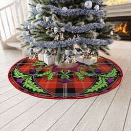 ScotsTee Shop Scottish Marjoribanks Ancient Clan Crest Tartan Christmas Tree Skirt Scottish Thistle Design