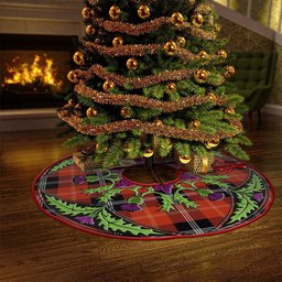 ScotsTee Shop Scottish Marjoribanks Ancient Clan Crest Tartan Christmas Tree Skirt Scottish Thistle Design