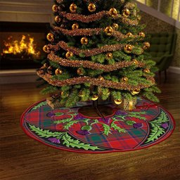 ScotsTee Shop Scottish MacLintock Modern Clan Crest Tartan Christmas Tree Skirt Scottish Thistle Design