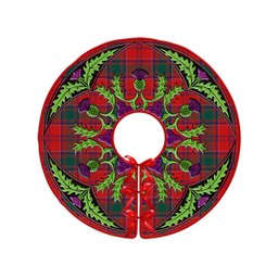 ScotsTee Shop Scottish MacLintock Modern Clan Crest Tartan Christmas Tree Skirt Scottish Thistle Design