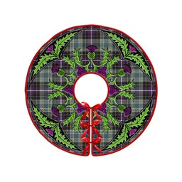 ScotsTee Shop Scottish MacKellar Weathered Clan Crest Tartan Christmas Tree Skirt Scottish Thistle Design