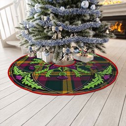 ScotsTee Shop Scottish MacMillan Modern Clan Crest Tartan Christmas Tree Skirt Scottish Thistle Design