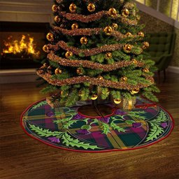 ScotsTee Shop Scottish MacMillan Modern Clan Crest Tartan Christmas Tree Skirt Scottish Thistle Design