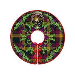 ScotsTee Shop Scottish MacMillan Modern Clan Crest Tartan Christmas Tree Skirt Scottish Thistle Design