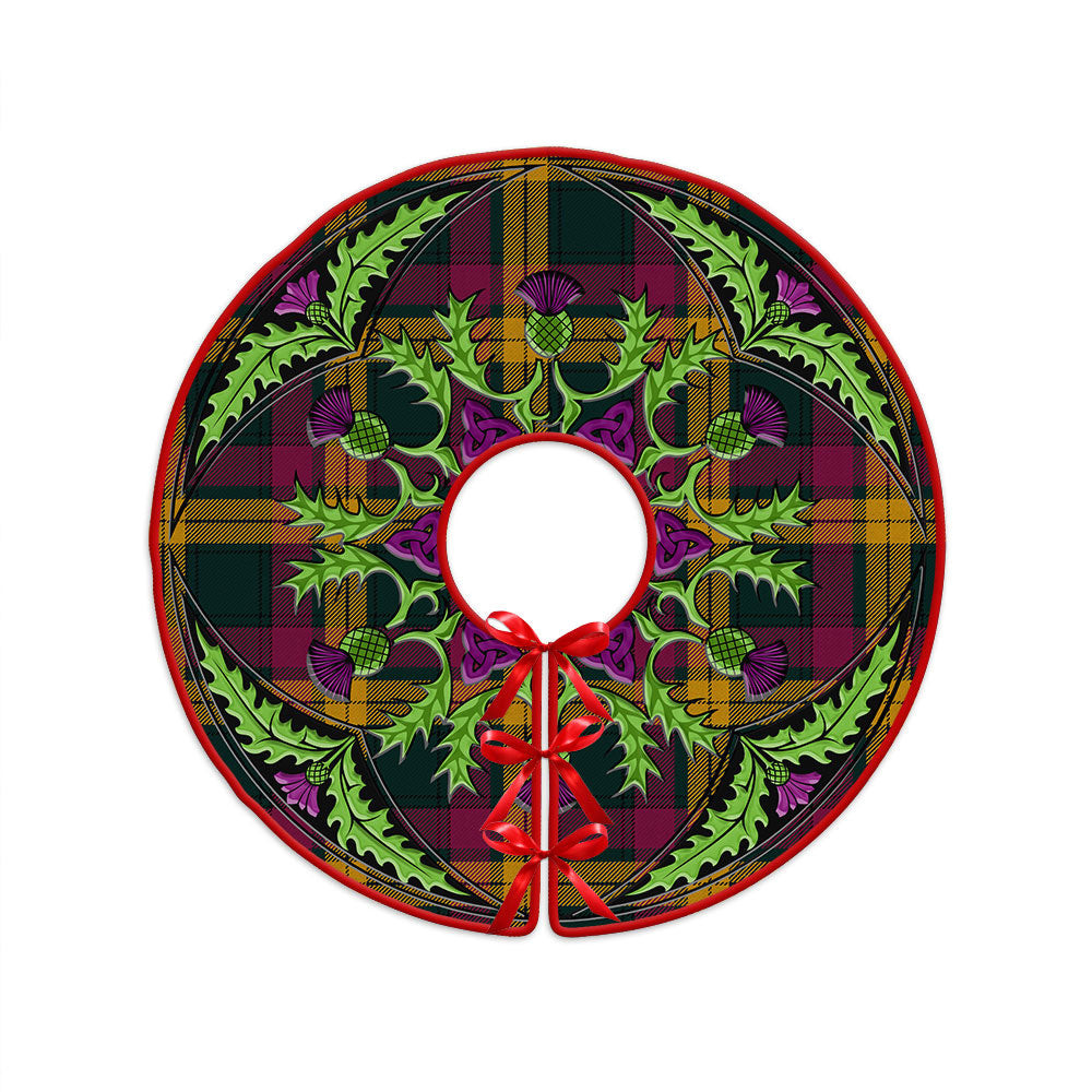 ScotsTee Shop Scottish MacMillan Modern Clan Crest Tartan Christmas Tree Skirt Scottish Thistle Design