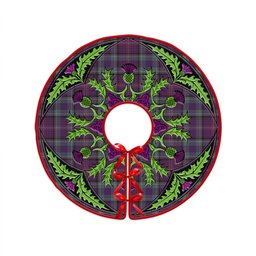 ScotsTee Shop Scottish Rankin Weathered Clan Crest Tartan Christmas Tree Skirt Scottish Thistle Design