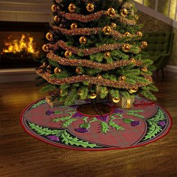 ScotsTee Shop Scottish MacNab Weathered Clan Crest Tartan Christmas Tree Skirt Scottish Thistle Design