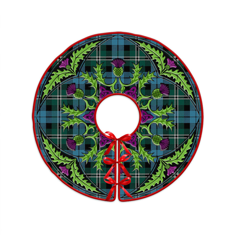 ScotsTee Shop Scottish Melville Modern Clan Crest Tartan Christmas Tree Skirt Scottish Thistle Design
