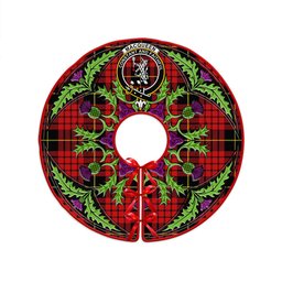 ScotsTee Shop Scottish MacQueen Modern Clan Crest Tartan Christmas Tree Skirt Scottish Thistle Design