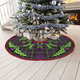 ScotsTee Shop Scottish Syme Weathered Clan Crest Tartan Christmas Tree Skirt Scottish Thistle Design