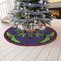 ScotsTee Shop Scottish Rae Modern Clan Crest Tartan Christmas Tree Skirt Scottish Thistle Design