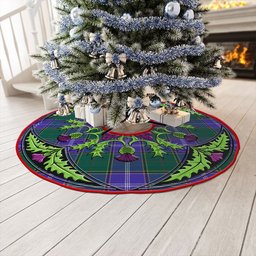 ScotsTee Shop Scottish Pringle Modern Clan Crest Tartan Christmas Tree Skirt Scottish Thistle Design