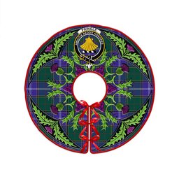 ScotsTee Shop Scottish Pringle Modern Clan Crest Tartan Christmas Tree Skirt Scottish Thistle Design