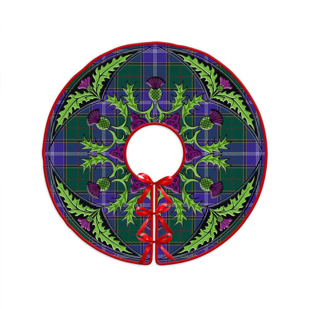 ScotsTee Shop Scottish Pringle Modern Clan Crest Tartan Christmas Tree Skirt Scottish Thistle Design