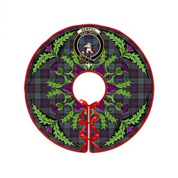 ScotsTee Shop Scottish Sempill (Semple) Weathered Clan Crest Tartan Christmas Tree Skirt Scottish Thistle Design