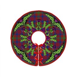 ScotsTee Shop Scottish MacTier Modern Clan Crest Tartan Christmas Tree Skirt Scottish Thistle Design