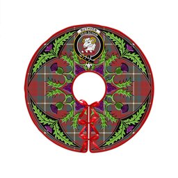 ScotsTee Shop Scottish Ruthven Weathered Clan Crest Tartan Christmas Tree Skirt Scottish Thistle Design