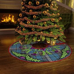 ScotsTee Shop Scottish Renton Ancient Clan Crest Tartan Christmas Tree Skirt Scottish Thistle Design