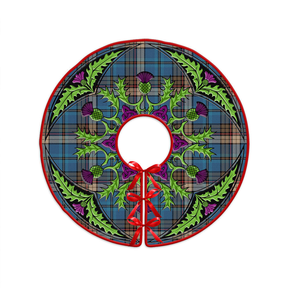ScotsTee Shop Scottish Renton Ancient Clan Crest Tartan Christmas Tree Skirt Scottish Thistle Design