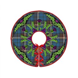 ScotsTee Shop Scottish Renton Ancient Clan Crest Tartan Christmas Tree Skirt Scottish Thistle Design